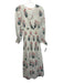 Oliphant Size XS White & Multi Cotton Long Sleeve Surplice Dots Floral Dress White & Multi / XS