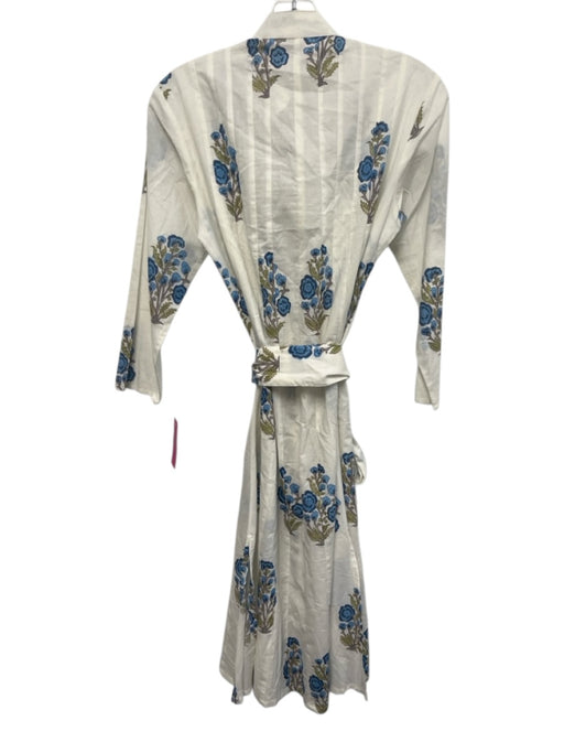 Kemble Size XS White & Multi Cotton Long Sleeve Floral Button Up Midi Dress White & Multi / XS