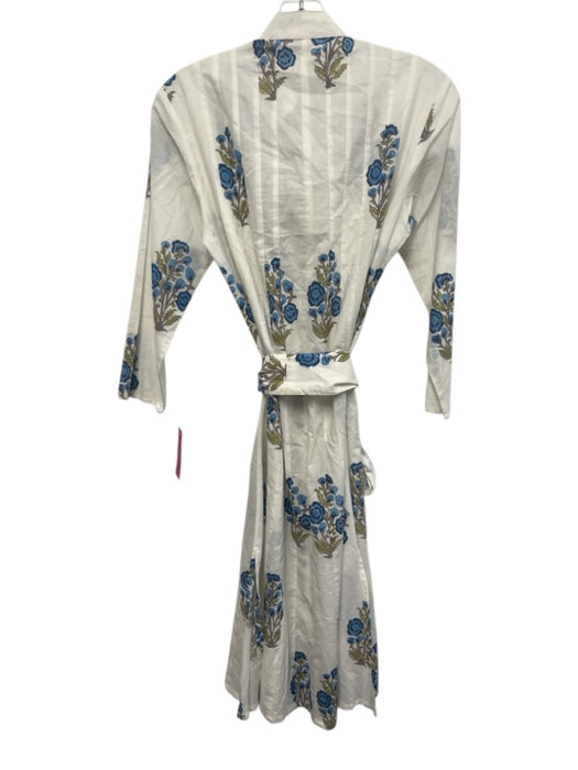Kemble Size XS White & Multi Cotton Long Sleeve Floral Button Up Midi Dress White & Multi / XS