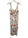 Self Portrait Size 6 White & Red Viscose Sleeveless Floral Midi Buttons Dress White & Red / 6