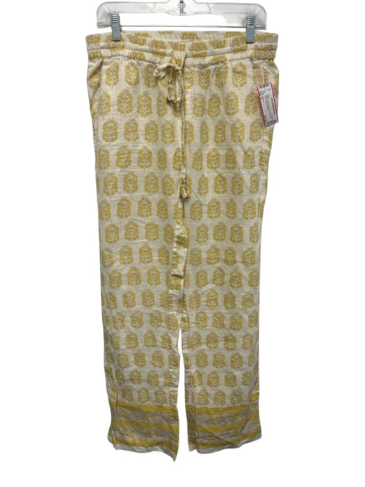 Calypso Size S White & yellow Linen Tie Waist Elastic Waist Trees Pants White & yellow / S