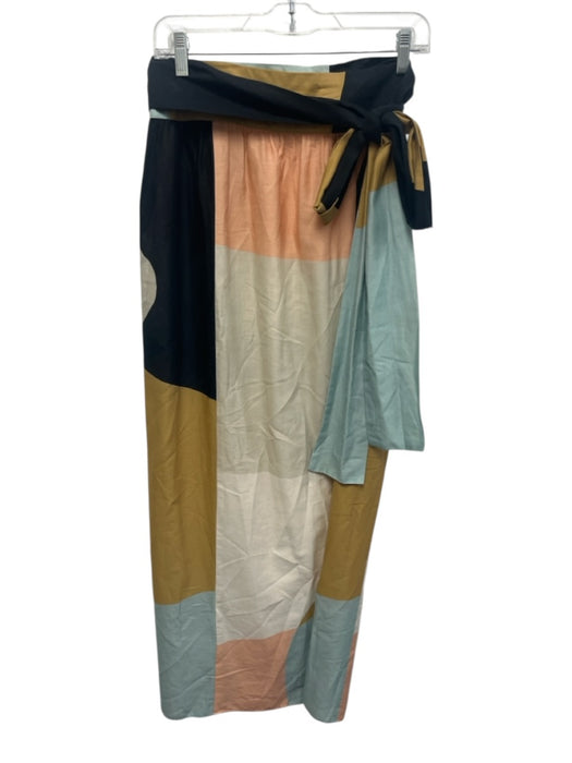 Mara Hoffman SWIM Size M Black, White, Multi Cotton Tie Wrap Color Block Skirt Black, White, Multi / M