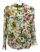 L'agence Size XS White & Multi Viscose Long Sleeve Flora & Fauna Collar Top White & Multi / XS