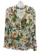 L'agence Size XS White & Multi Viscose Long Sleeve Flora & Fauna Collar Top White & Multi / XS