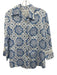 Temptation Positano Size S Blue & White Linen Long Sleeve Button Up Mandala Top Blue & White / S