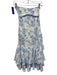 Alvin Valley Size XS Blue & White Polyester Side Zip Leaf Print Ruffles Skirt Blue & White / XS