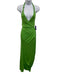 Staud Size S Lime Green Viscose Sleeveless Halter Top Wrap Midi Dress Lime Green / S
