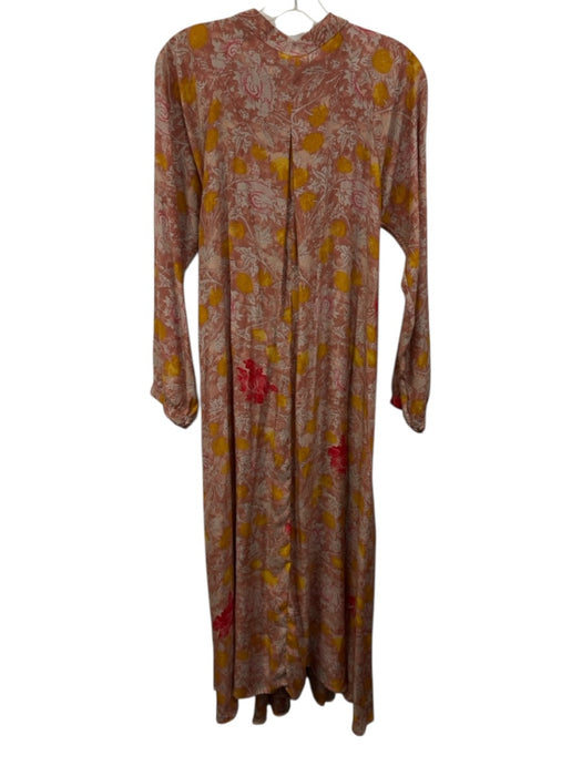 Natalie Martin Size S Pink, Yellow, Red Silk Long Sleeve Floral Print Maxi Dress Pink, Yellow, Red / S