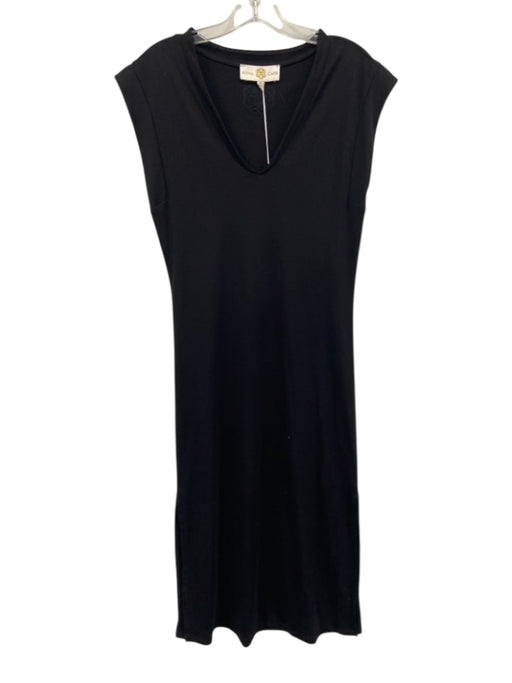 Anna Cate Size XS Black Cotton Sleeveless V Neck T Shirt Midi Dress Black / XS
