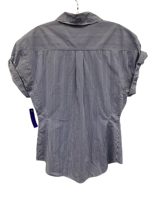Frame Size S Blue & White Cotton Cap Sleeve Stripe Buttons Blouse Top Blue & White / S
