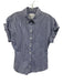 Frame Size S Blue & White Cotton Cap Sleeve Stripe Buttons Blouse Top Blue & White / S