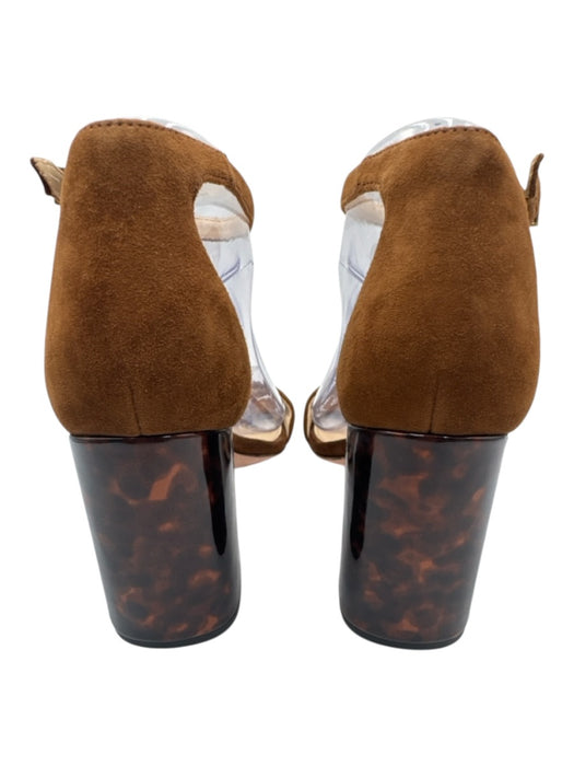 J. McLaughlin Shoe Size 9 Brown Suede Midi Block Heel Tortoiseshell Sandals Brown / 9
