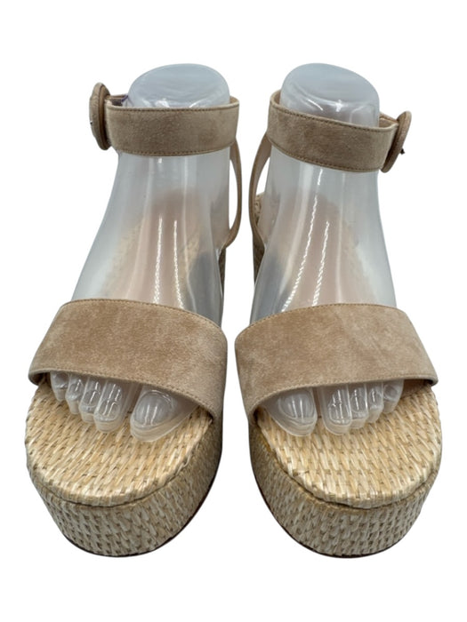 Gianvito Rossi Shoe Size 39.5 Beige Suede Jute Sandal Ankle Buckle Wedges Beige / 39.5