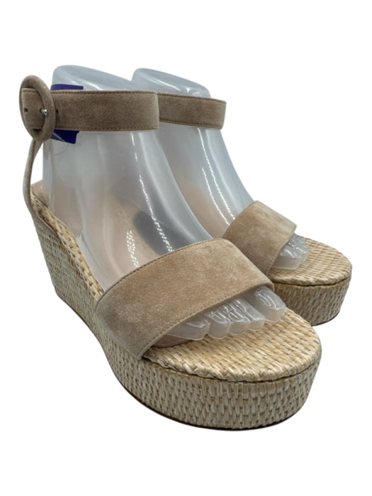 Gianvito Rossi Shoe Size 39.5 Beige Suede Jute Sandal Ankle Buckle Wedges Beige / 39.5