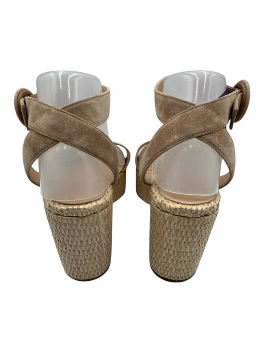 Gianvito Rossi Shoe Size 39.5 Beige Suede Jute Sandal Ankle Buckle Wedges Beige / 39.5