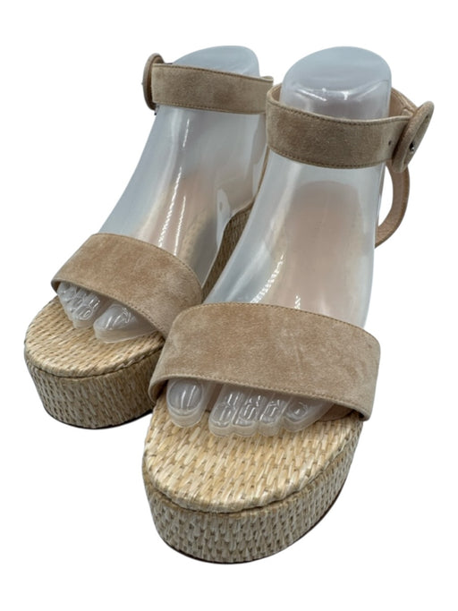 Gianvito Rossi Shoe Size 39.5 Beige Suede Jute Sandal Ankle Buckle Wedges Beige / 39.5