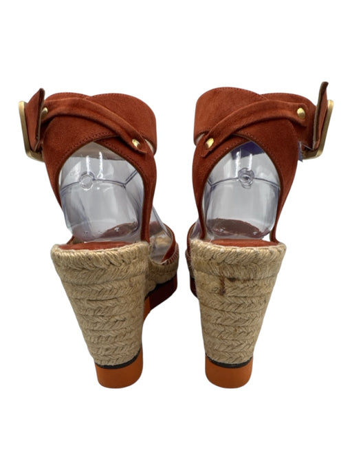Paloma Barcelo Shoe Size 39 Red, Orange, & Beige Suede Espadrille Stripe Wedges Red, Orange, & Beige / 39