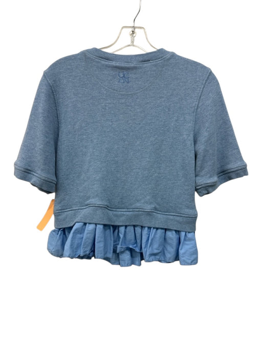 Ulla Johnson Size S Light Blue Cotton & Bamboo Short Sleeve Sweatshirt Top Light Blue / S