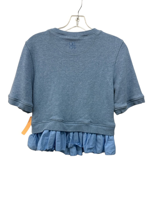 Ulla Johnson Size S Light Blue Cotton & Bamboo Short Sleeve Sweatshirt Top Light Blue / S