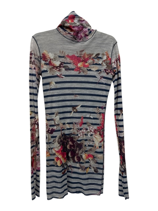 Jean Paul Gaultier Size L Gray, Blue, Multi Polyamide Mesh Stripes & Fruit Dress Gray, Blue, Multi / L