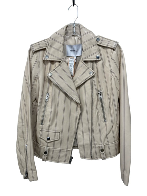 Derek Lam 10 Crosby Size 2 Cream & Brown Lamb leather Silver Hardware Jacket Cream & Brown / 2