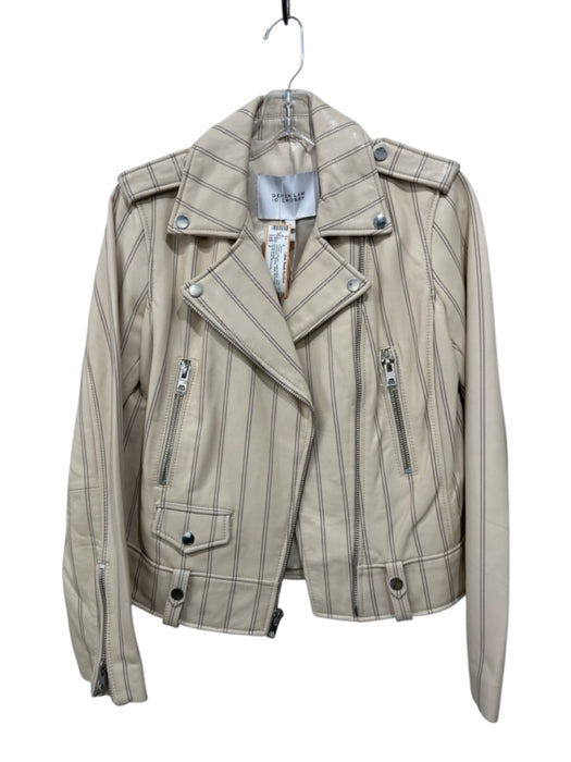Derek Lam 10 Crosby Size 2 Cream & Brown Lamb leather Silver Hardware Jacket Cream & Brown / 2