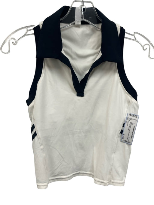 Splits 59 Size S White & Navy Nylon Sleeveless Collar Athletic Top White & Navy / S