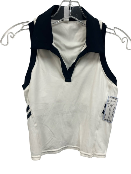 Splits 59 Size S White & Navy Nylon Sleeveless Collar Athletic Top White & Navy / S