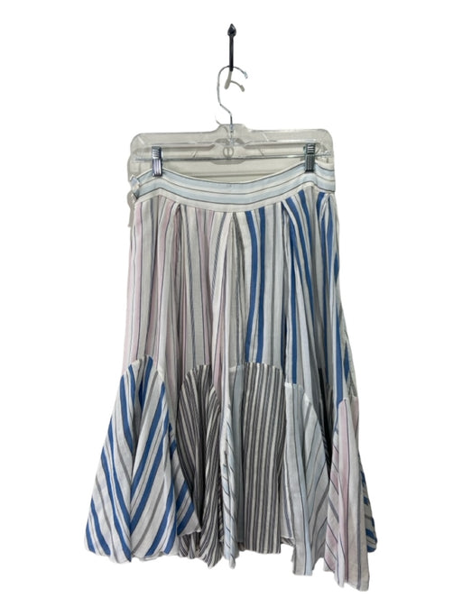 JW Anderson Size 6 White & Multi Cotton Striped Skirt White & Multi / 6