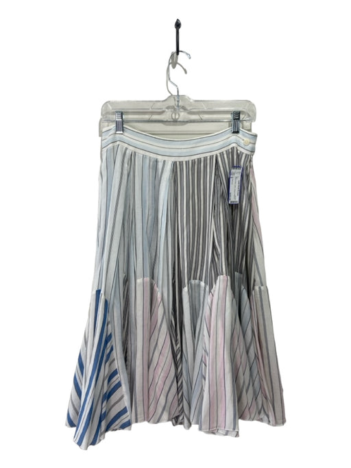 JW Anderson Size 6 White & Multi Cotton Striped Skirt White & Multi / 6