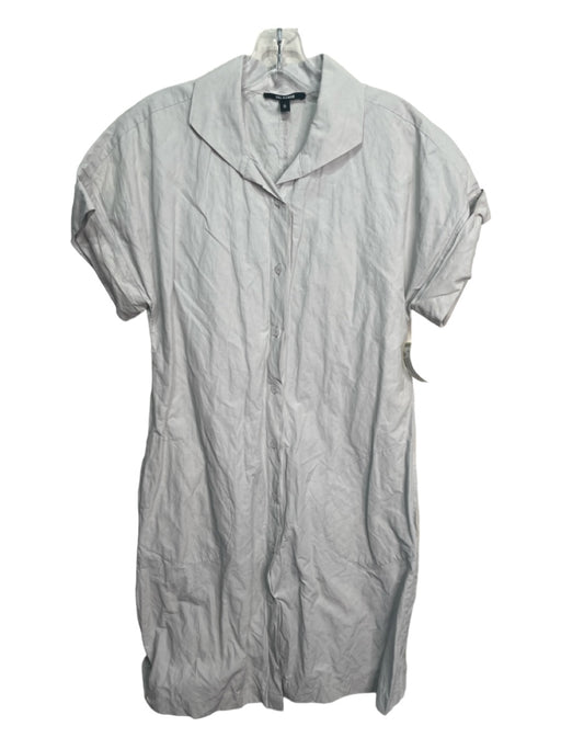 Kal Rieman Size Small Gray Nylon & Cotton Short Sleeve Button Up Collar Dress Gray / Small