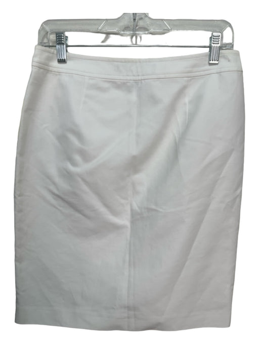 Ralph Lauren Size 6 White Cotton Button Front Knee Length Pockets Skirt White / 6
