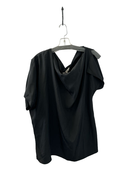 Tibi Size L Black Silk Short Sleeve Top Black / L