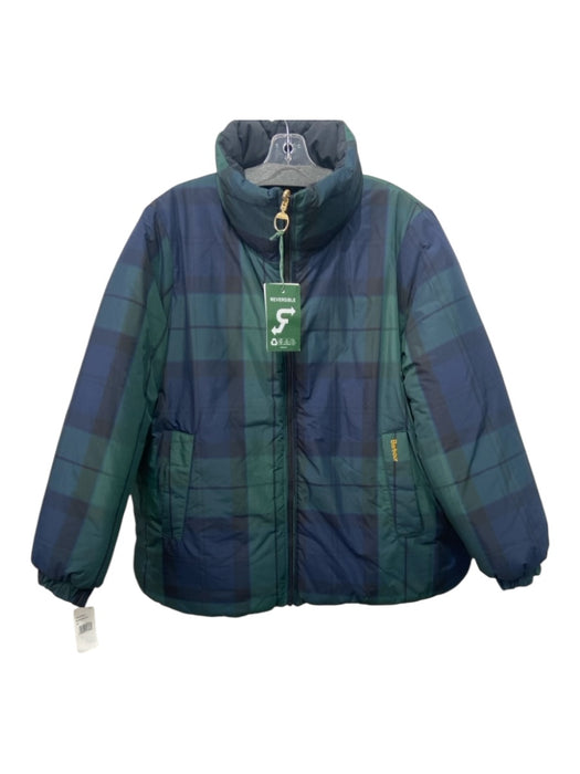 Barbour Size 16 Black, Blue, Green Polyester Blend Reversable Plaid Jacket Black, Blue, Green / 16