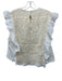 Veronica Beard Size 16 White & Cream Cotton Ruffle Cap Sleeve Keyhole Back Top White & Cream / 16