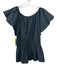 Marie Oliver Size L Black Cotton Blend Ruffle Cap Sleeve Elastic Neck Top Black / L
