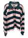 Tuckernuck Size L Green & Light Pink Cotton Blend Long Sleeve Striped Rugby Top Green & Light Pink / L