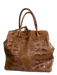 Let & Her Tan Brown Leather Croc Embossed Tie Top Two Handle Satchel Bag Tan Brown