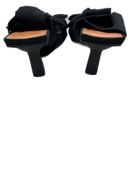 Ganni Shoe Size 39 Black Satin Upper Bow detail Wrap Ankle Square Toe Sandals Black / 39