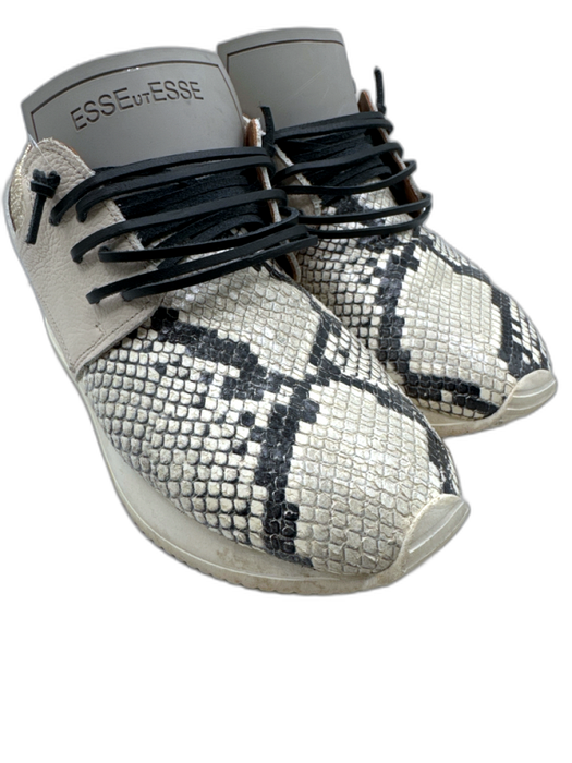 Esse Ut Esse Shoe Size 39 Beige & Black Leather Upper Snakeskin Detail Sneakers Beige & Black / 39