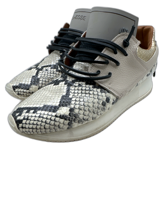 Esse Ut Esse Shoe Size 39 Beige & Black Leather Upper Snakeskin Detail Sneakers Beige & Black / 39