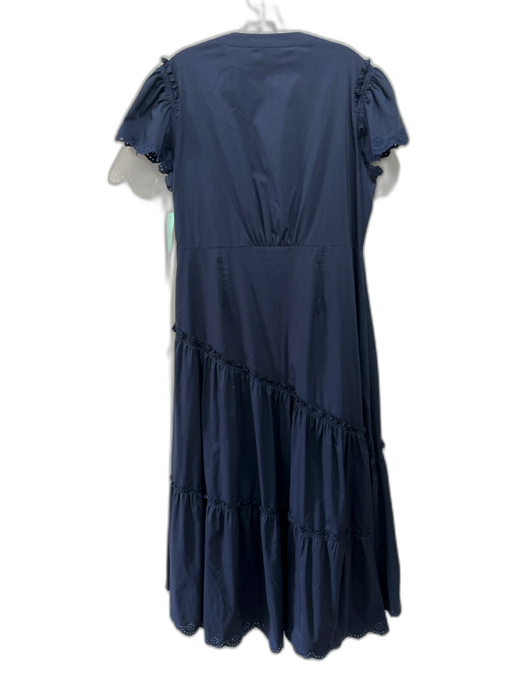 Caballero Size L Navy Blue Polyester Blend Eyelet Lace Surplice Side Tie Dress Navy Blue / L