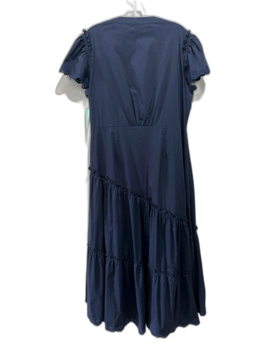 Caballero Size L Navy Blue Polyester Blend Eyelet Lace Surplice Side Tie Dress Navy Blue / L