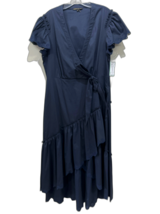 Caballero Size L Navy Blue Polyester Blend Eyelet Lace Surplice Side Tie Dress Navy Blue / L