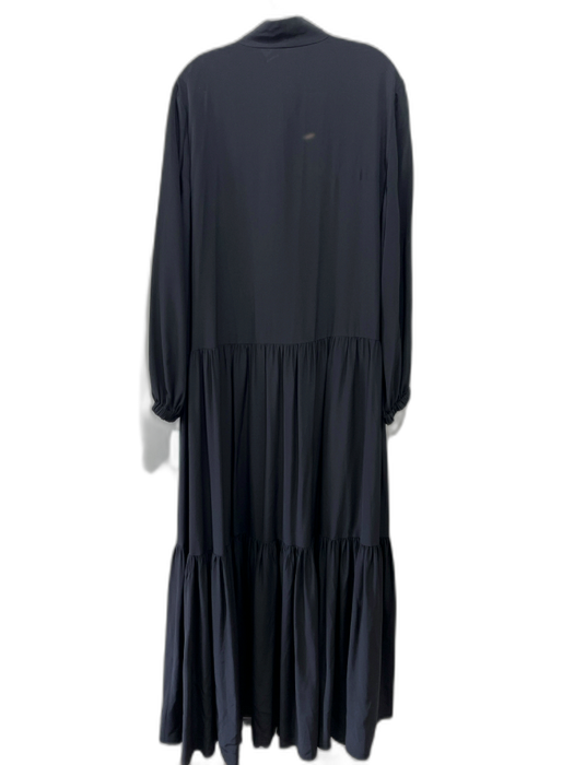 Tibi Size 10 Black Silk neck tie Gathered Maxi Dress Black / 10