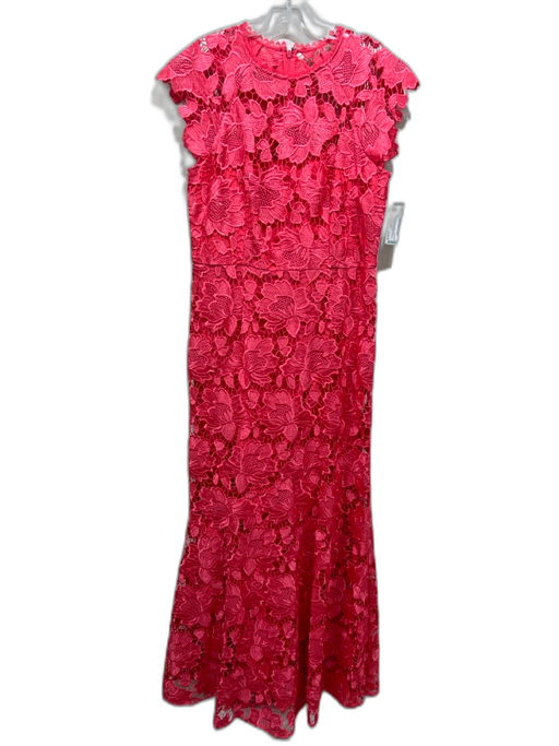 Shoshanna Midnight Size 12 Coral Pink Polyester Lace Overlay Flowers column Gown Coral Pink / 12