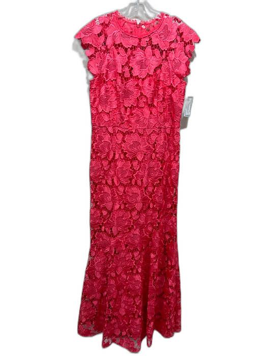 Shoshanna Midnight Size 12 Coral Pink Polyester Lace Overlay Flowers column Gown Coral Pink / 12