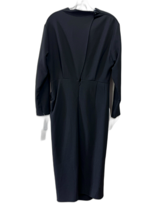 Oscar The Collection Size 46 / M Black Polyester Blend Side Ruching Midi Dress Black / 46 / M