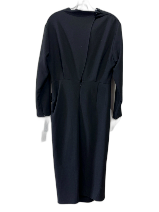 Oscar The Collection Size 46 / M Black Polyester Blend Side Ruching Midi Dress Black / 46 / M