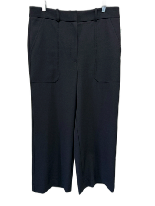 Veronica Beard Size M Black Polyester Mid Rise Zip & Hook Wide Leg Pants Black / M